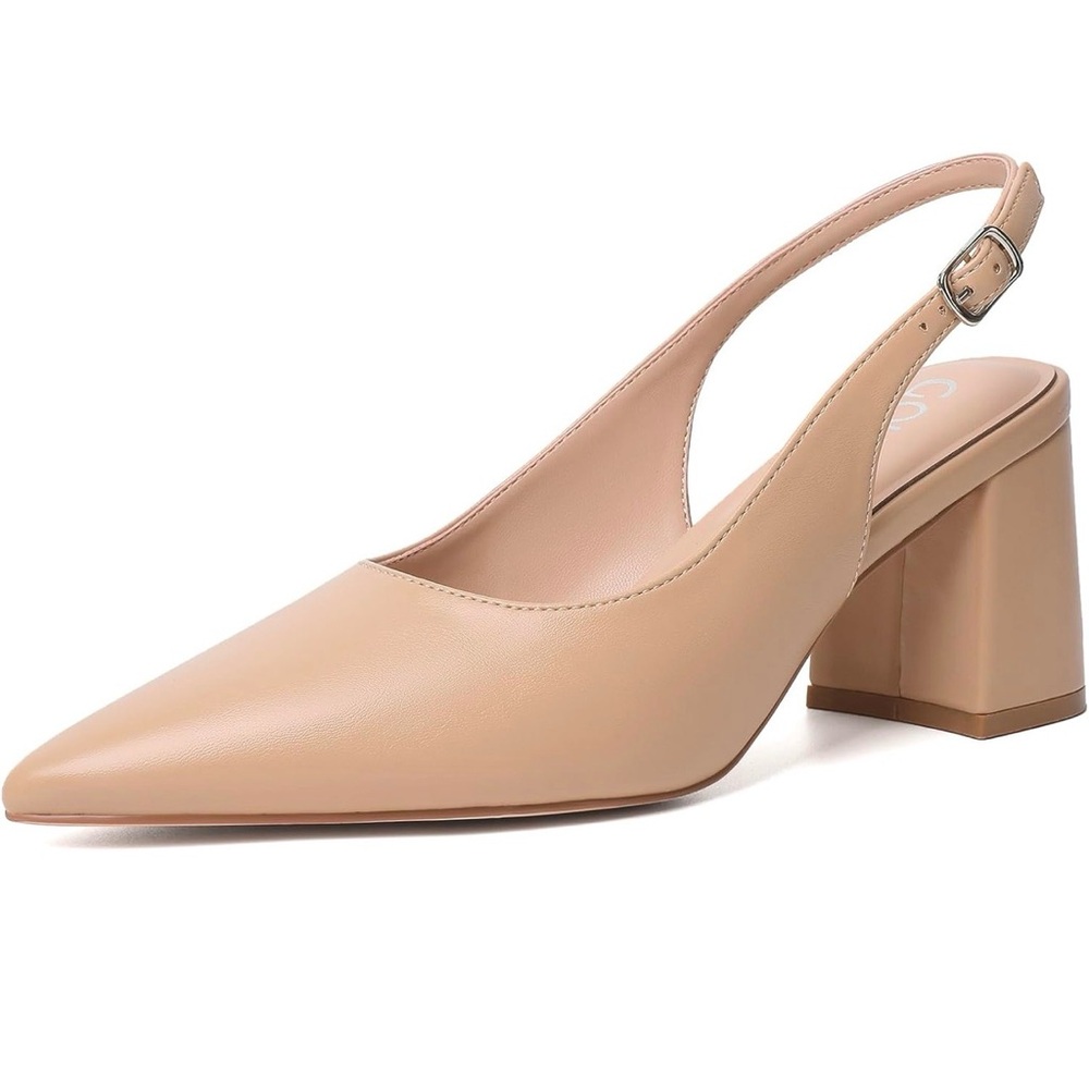 Chic Tan Slingback Block Heels